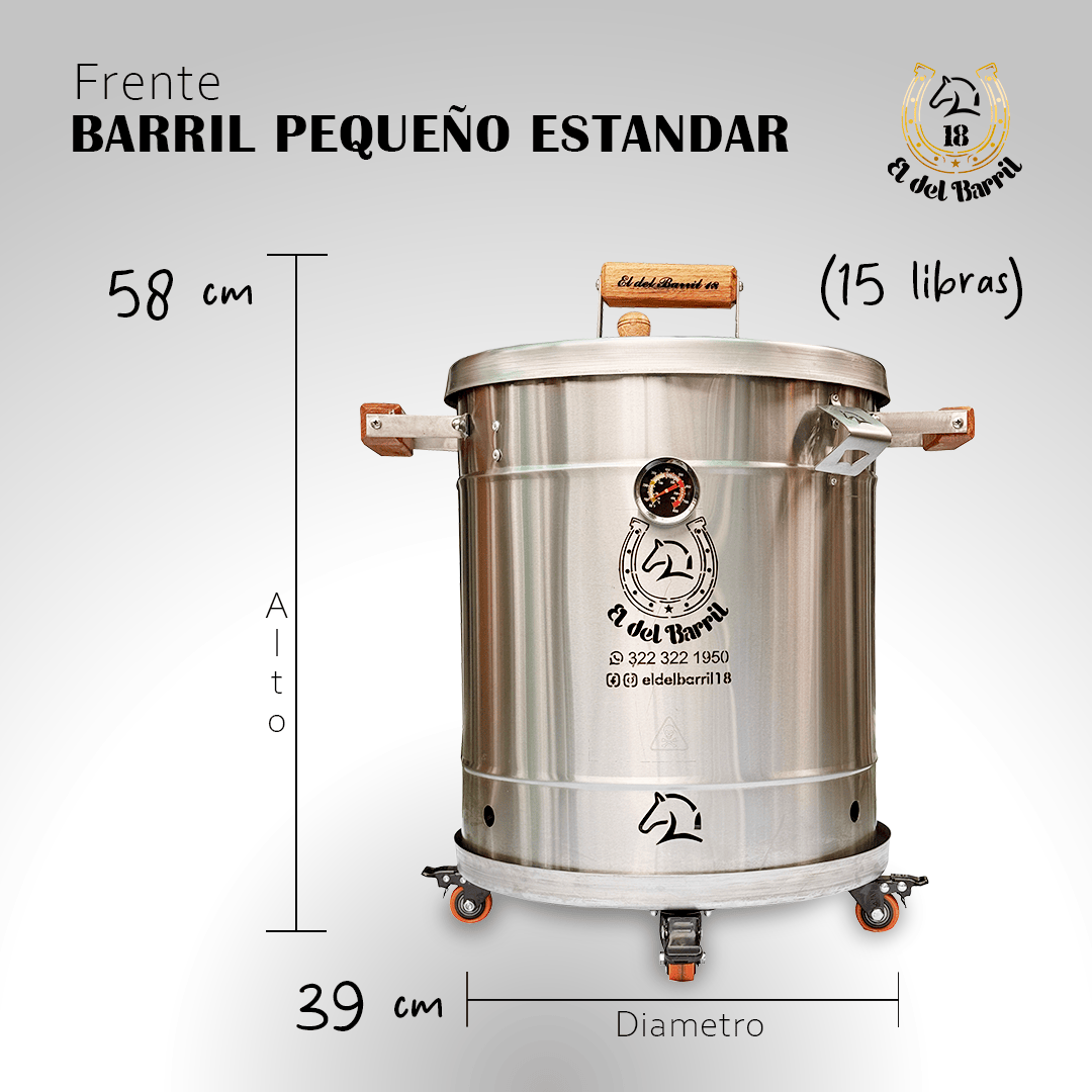 COMBO BARRIL APARTAMENTERO 15 A 20 LB EN ACERO INOXIDABLE – ASADOR | EL DEL BARRIL 18