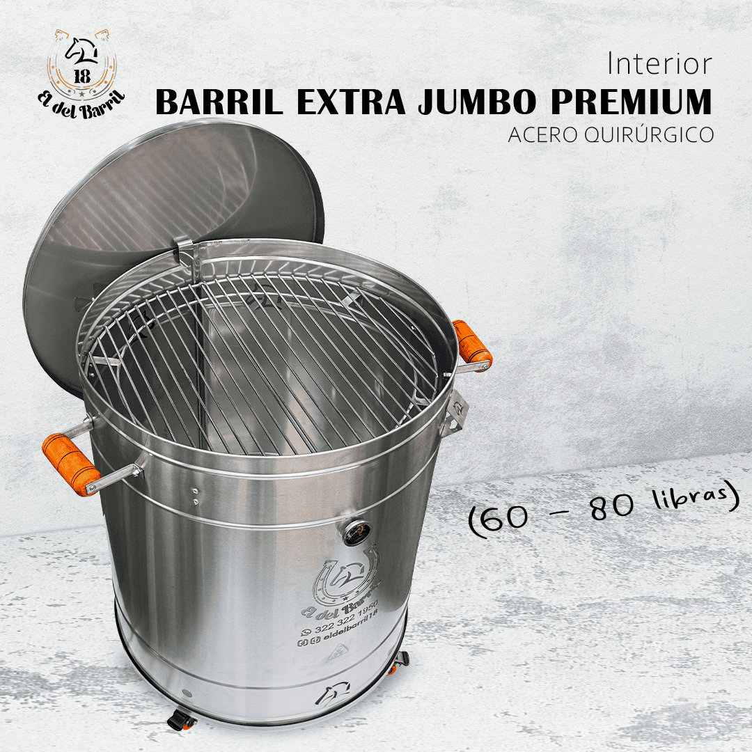 Barril Ahumador 80 Libras en Acero Inoxidable – Combo Parrillero Profesional