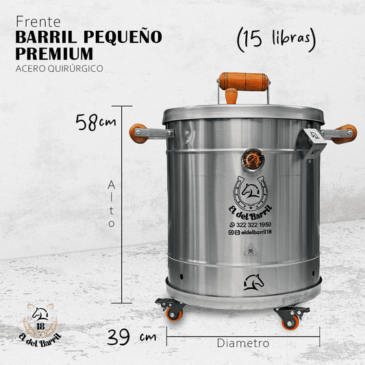 Barril Asador Pequeño 15 LB BBQ | Combo Premium para Apartamento