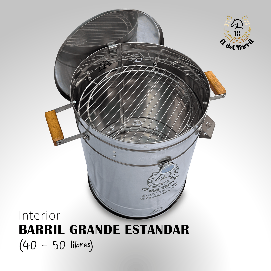 Barril Ahumador grande 40 a 50 LB en Acero Inoxidable | Asador