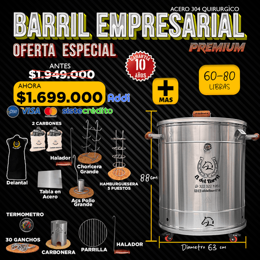 Combo Barril Empresarial Premium 60 - 80 lb