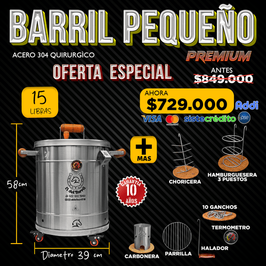 Combo Barril Pequeño Premium 15 lb