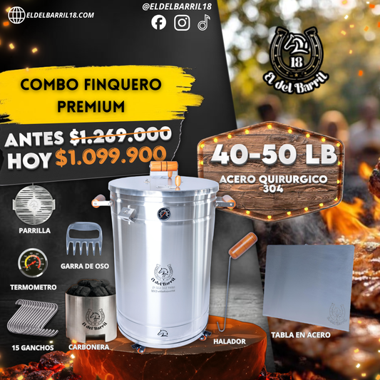 Barril Asador Grande BBQ 50 Libras | Combo Finquero Premium
