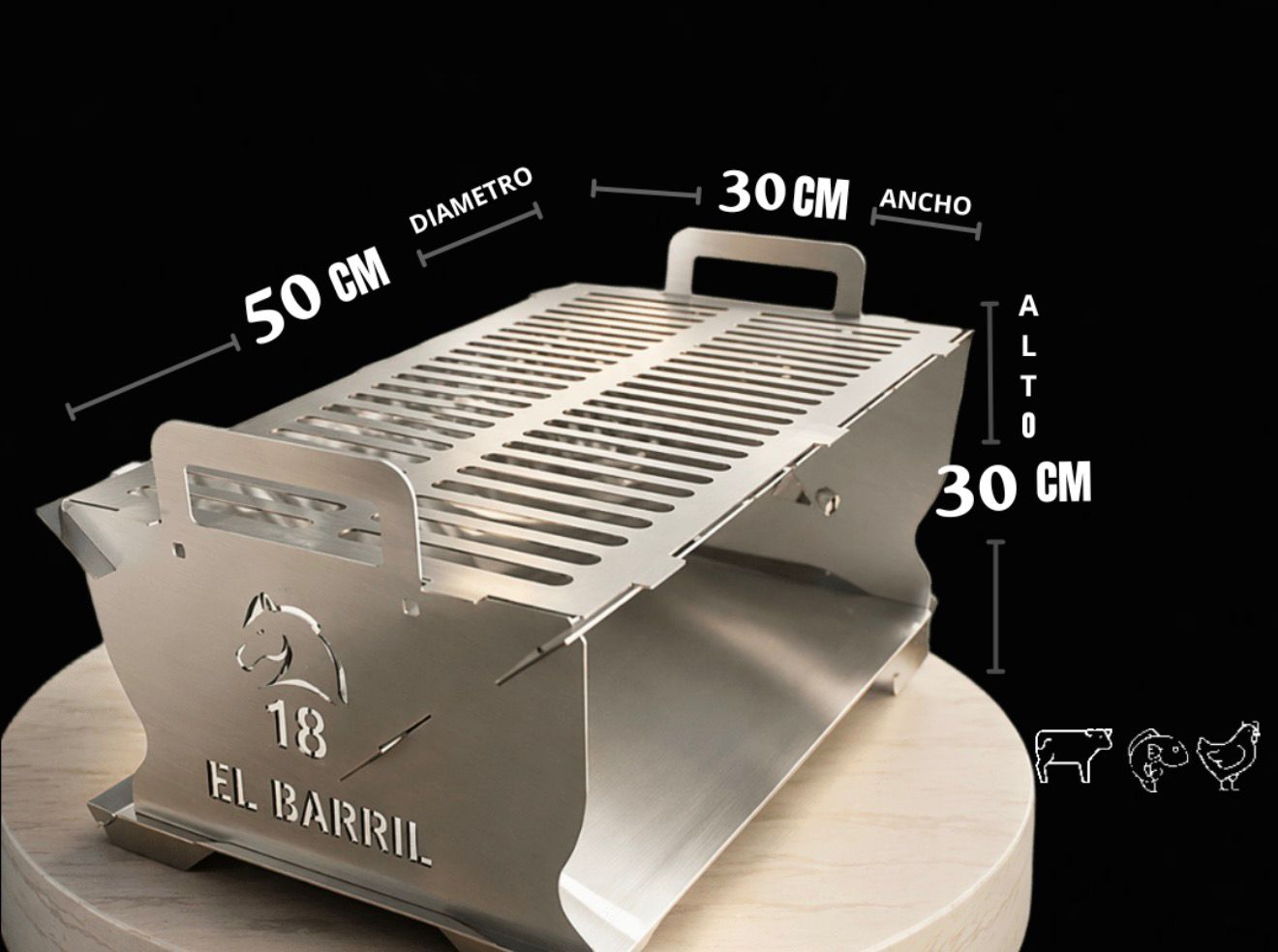 Asador Portátil en Acero Inoxidable | El Del Barril 18