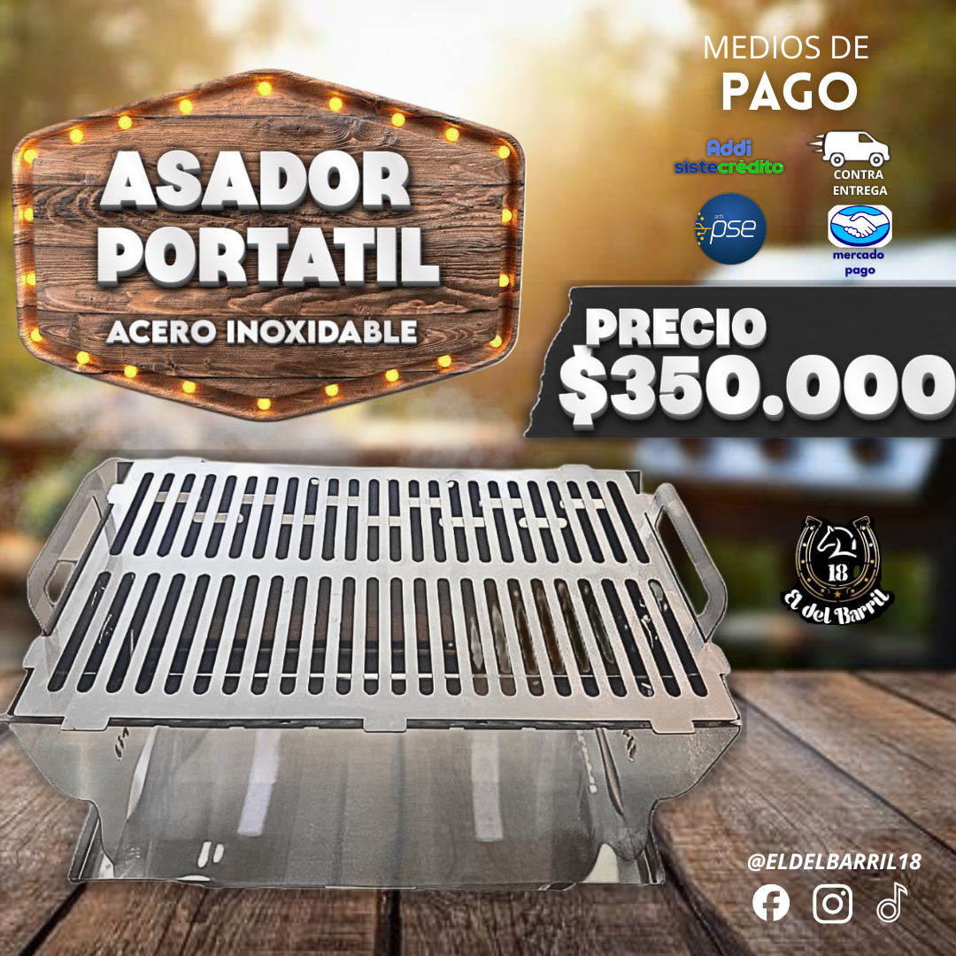 Asador Portátil en Acero Inoxidable | El Del Barril 18