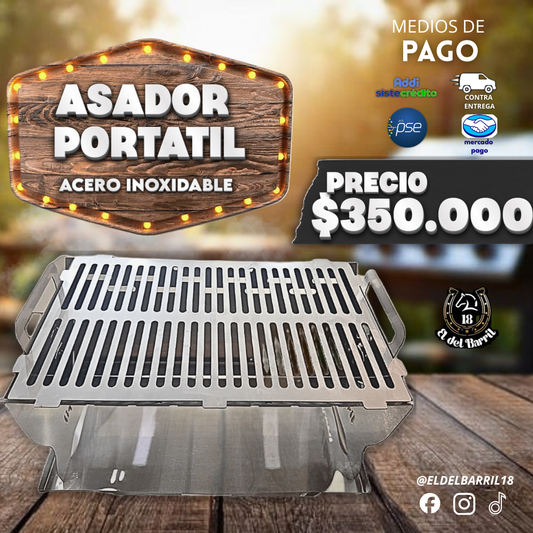 Asador Portátil en Acero Inoxidable | El Del Barril 18