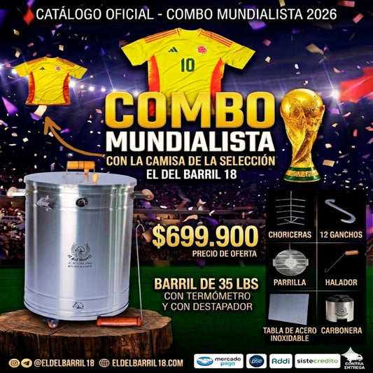 Combo mundialista Asador 35 LB en Acero Inoxidable | Barril Ahumador El del Barril 18